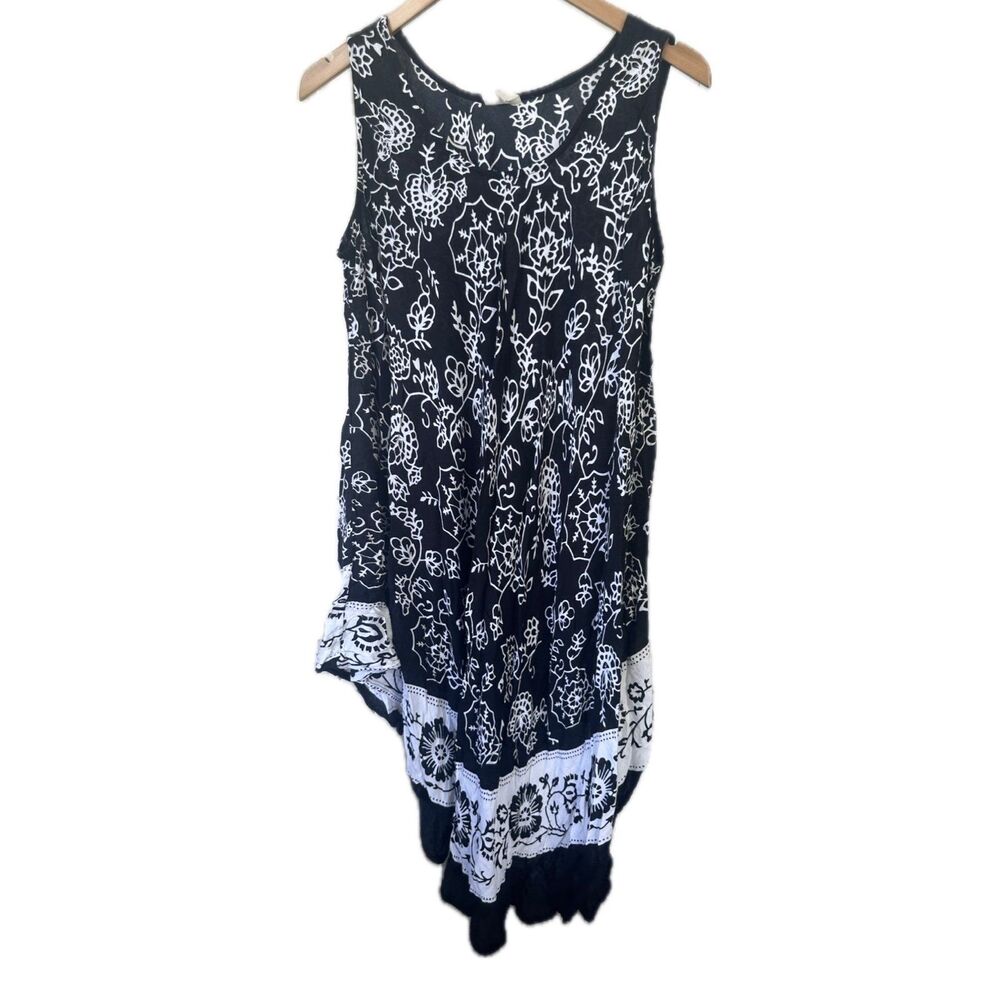 Exist Hawaiian Inspired Tropical Floral Semi Sheer Handkerchief Dress One Size